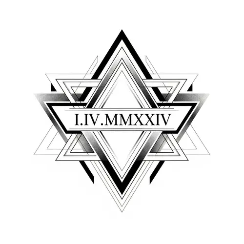 Geometric Tattoo Design with Roman Numerals I.IV.MMXXIV