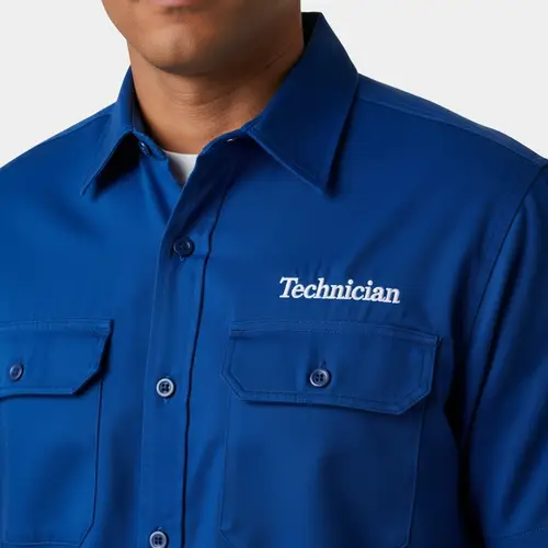 Blue Technician Shirt | Quality Fabric Short Sleeve Workwear
