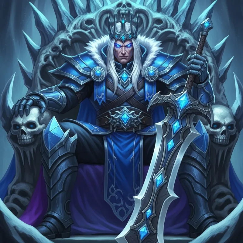 Lich King Fantasy Character with Crown Frost Throne