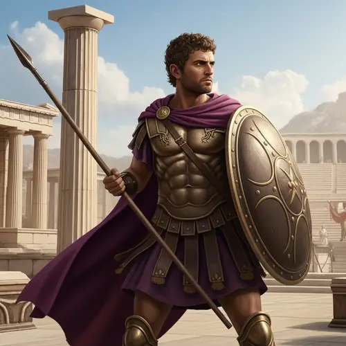 Ancient Warrior Leader with Spear and Shield