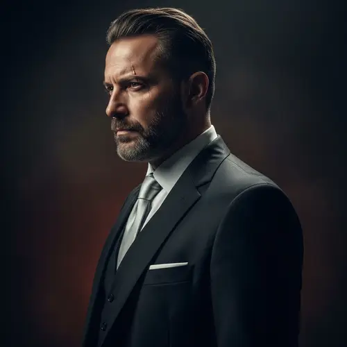 Upscale Italian Gentleman in Tailored Suit - Enigmatic Profile