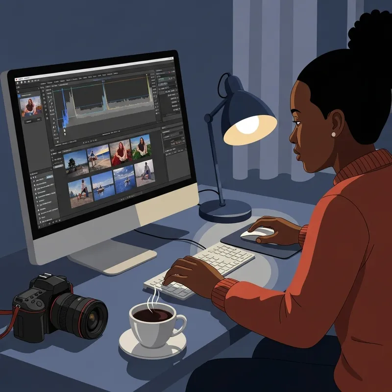 Late-Night Tanzanian Photographer Editing Pictures | Cozy Atmosphere and Passionate Craft