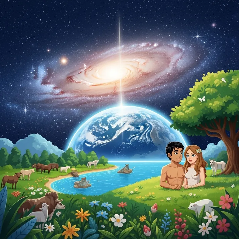 Artistic Creation Story: Heaven, Earth & Adam and Eve