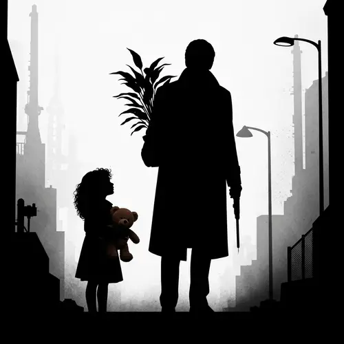 Shadowy Silhouette Composition: French Hitman & Young Girl Plotline