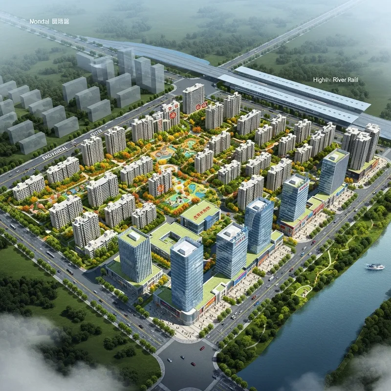 Master Plan for 1200-Acre Modern Industrial City with High-Speed Rail Station