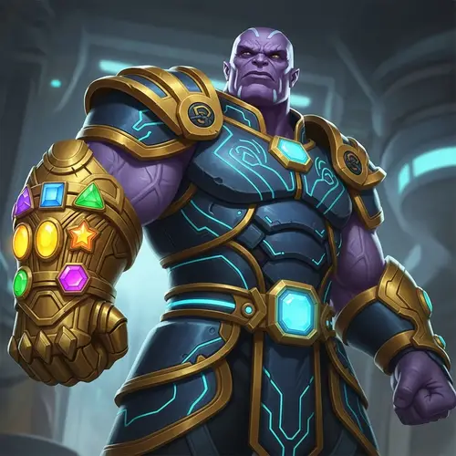 Thanos: Marvel Villain in Golden Gauntlet Armor