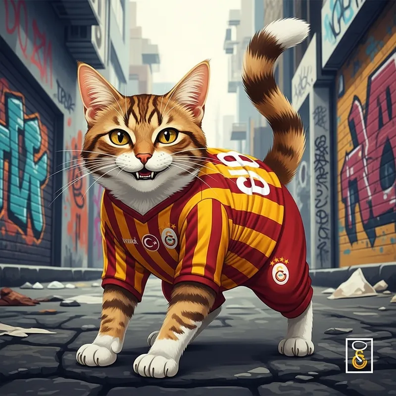 Holigan Cat: Playful Feline in Galatasaray Inspired Attire