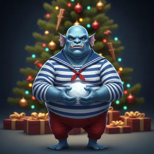 Fantasy Water Sprite with Snowball - Christmas Theme