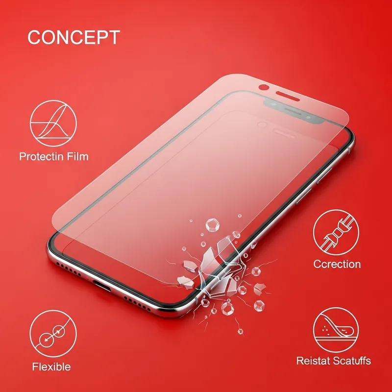 High-Resolution Red Smartphone Protective Film | Scratch Resistant