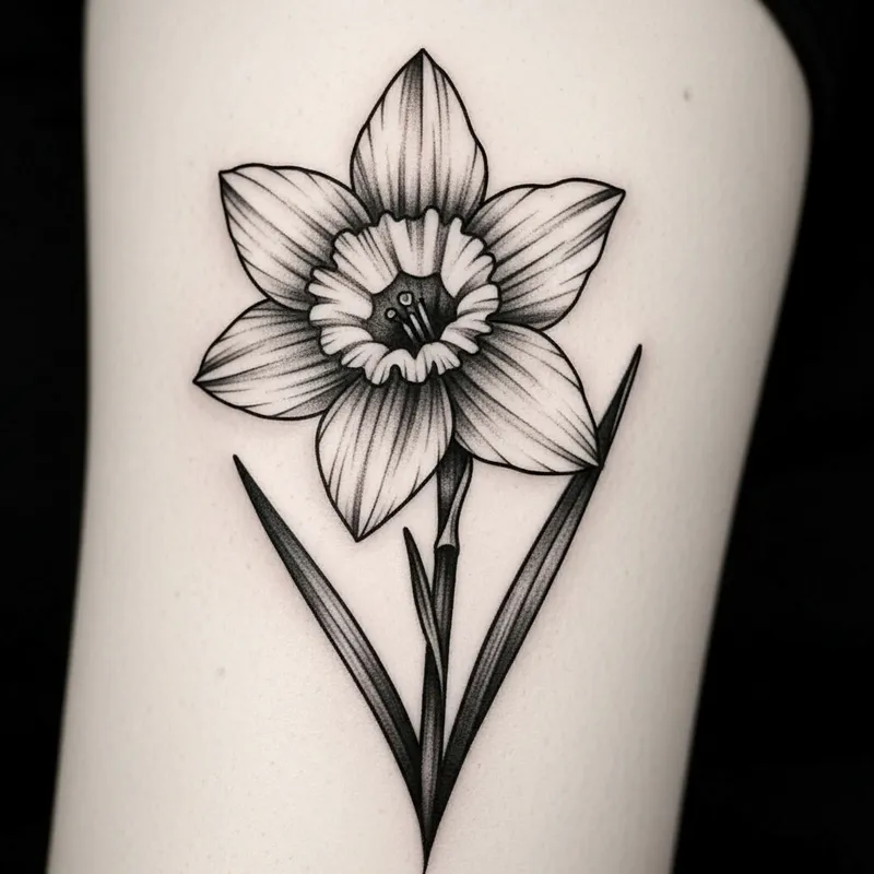 Minimal Narcissus Flower Tattoo Design
