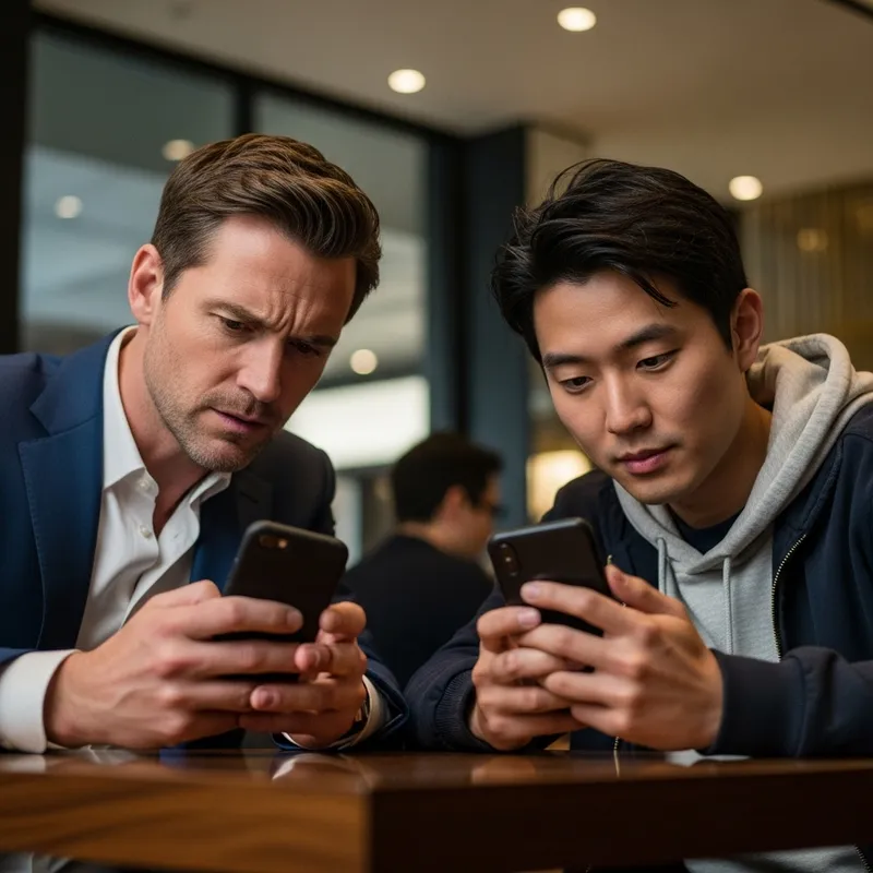 Felipe Vallejo and a Man on Phones: Captivating Image