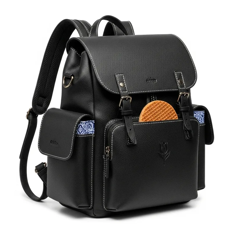 New Black Leather Backpack Design for Dutch Individuals