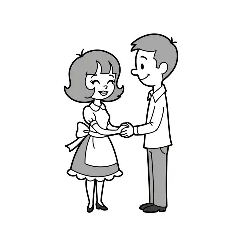 Short-haired Cheeky Woman & Slim Short-haired Man at Disney