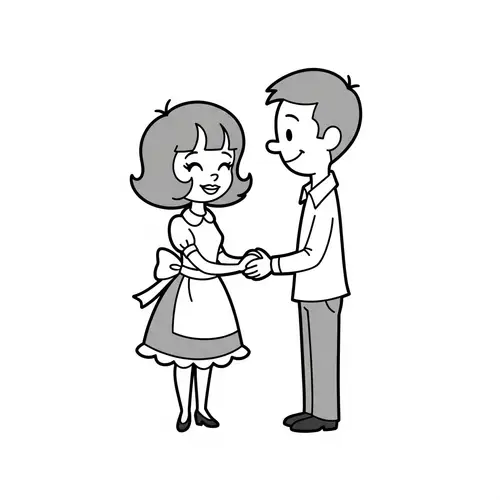 Vintage Animated Couple: Joyful & Innocent Characters