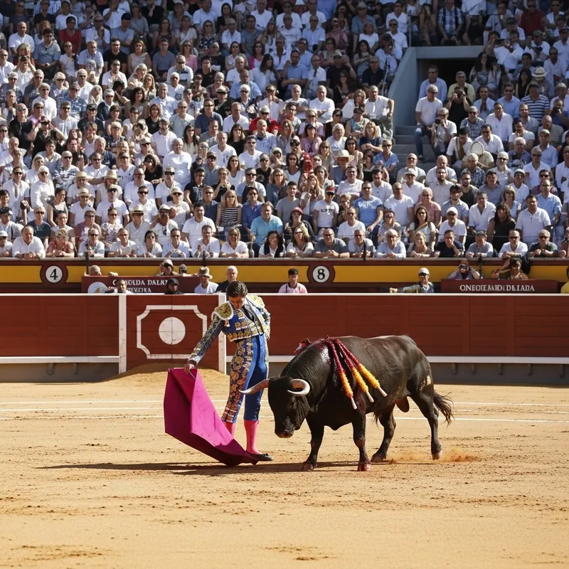 Bullfighting Bull with Spectators: Excitement in the Arena