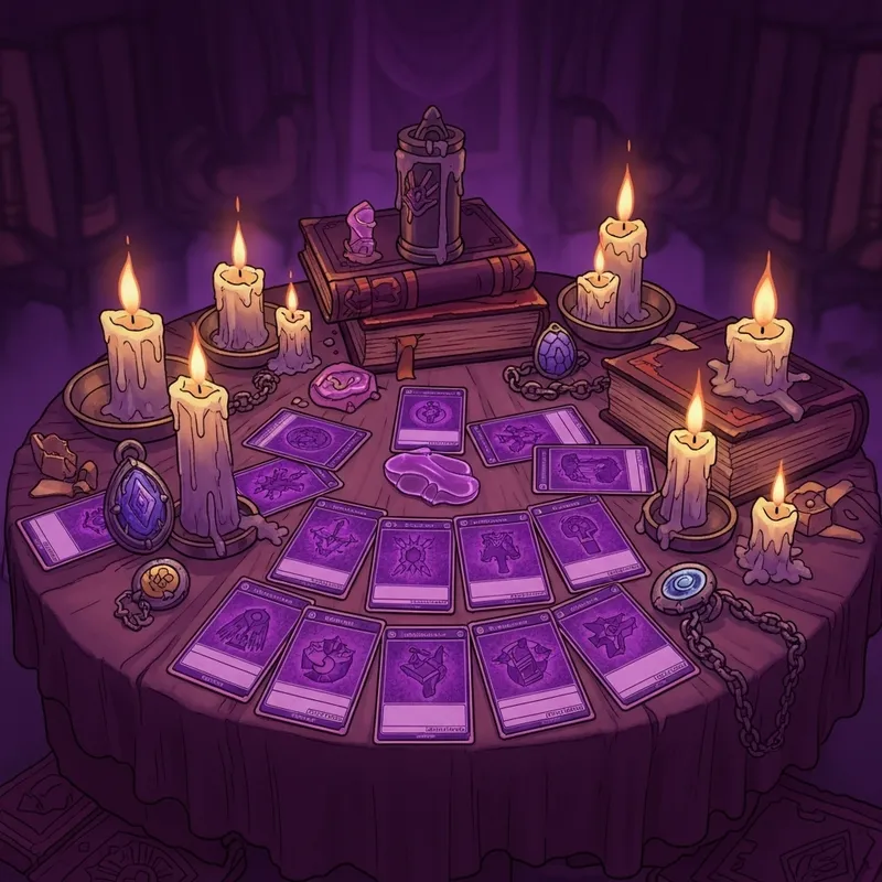 Enchanting Purple Cards and Mystical Decor