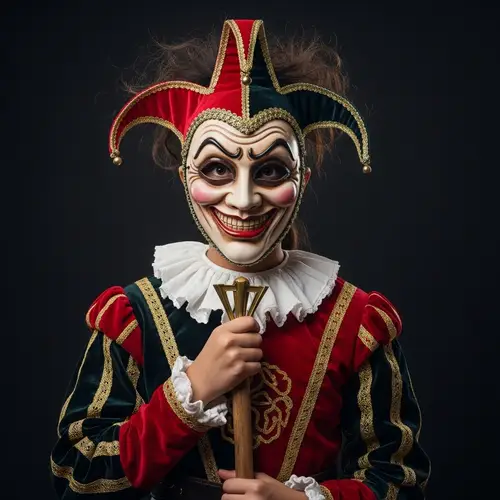 Medieval Jester - Intriguing Portrait of a Young Middle-Eastern Girl