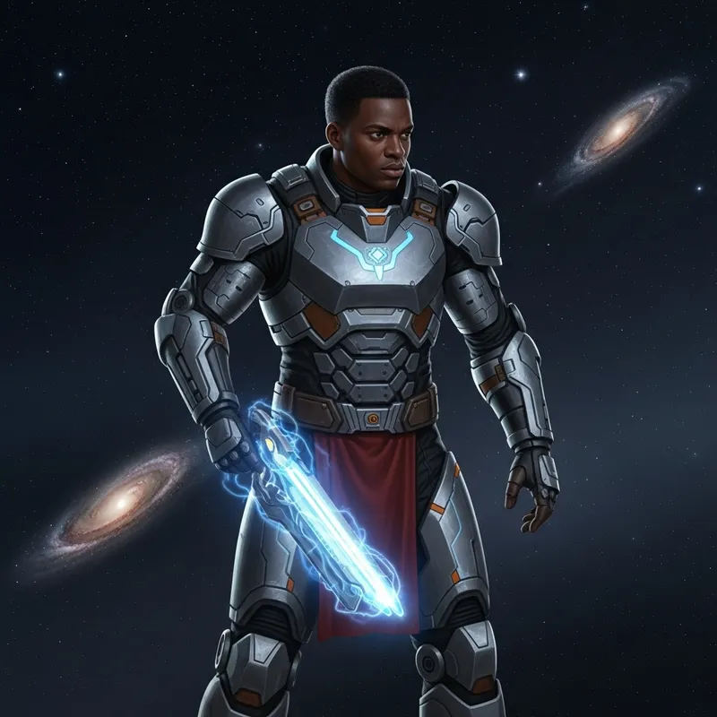 Futuristic Galaxy Warrior Defending Against All Odds Futuristic Galaxy Warrior Defending Against All Odds