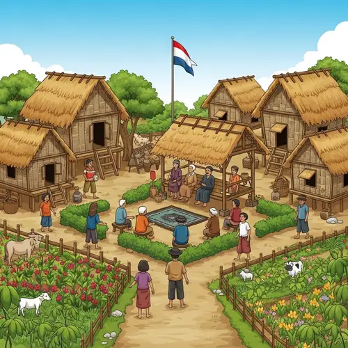 Traditional Indonesian Village Governance: Bamboo Houses & Custom Meetings