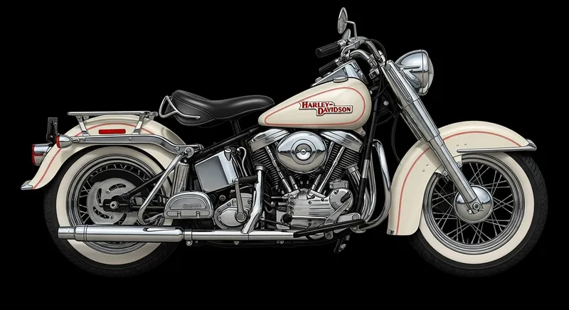 1955 Harley-Davidson Duo-Glide Motorcycle | Classic Illustration