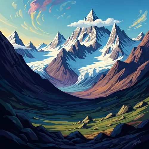 Majestic Mountains with an Abstract Twist - Nature & Art Fusion
