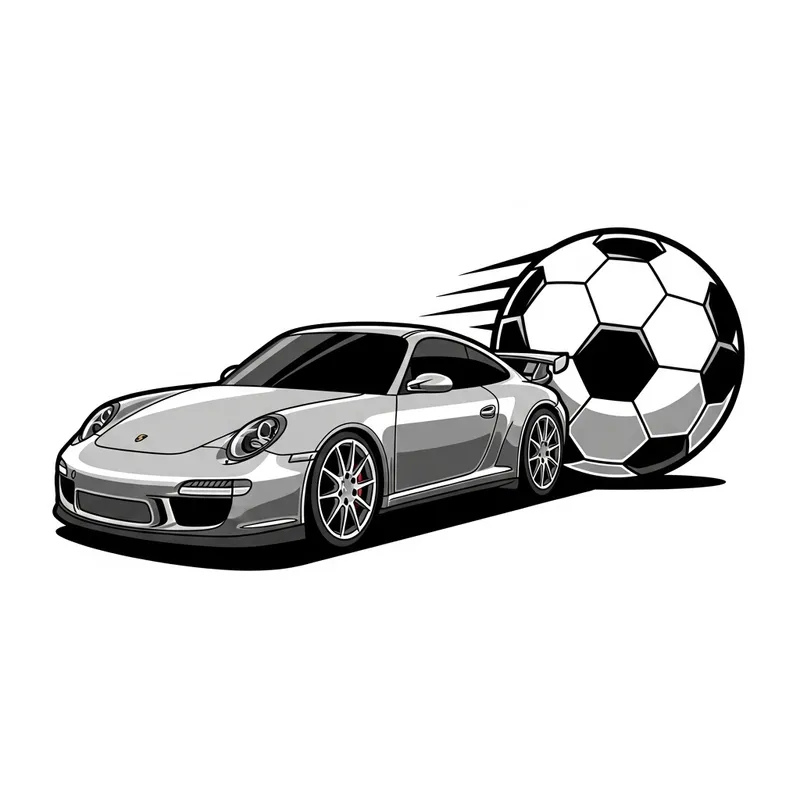 Sleek Sports Car Football Emblem with Soccer Ball