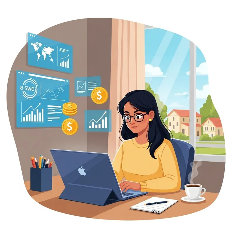 Make Money Online: Engrossed South Asian Woman in Home Workspace