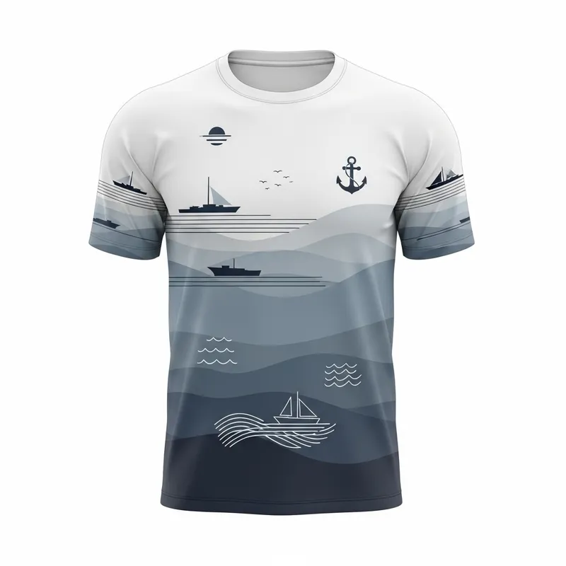 Minimalist Sports T-Shirt Design for Naval Cadets | Blue & Gray Theme