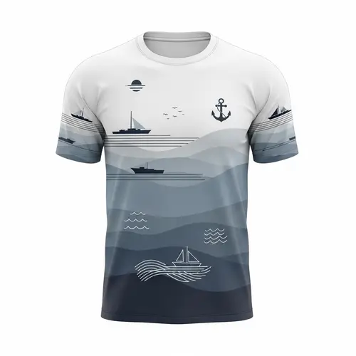 Minimalist Naval Cadets Sports T-Shirt Design | Blue & Gray Theme