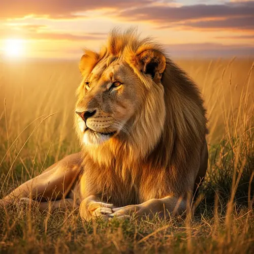 Regal Lion in African Savannah - King of the Jungle