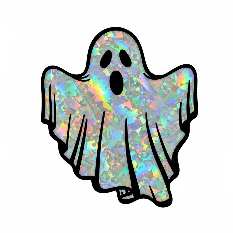 Captivating Black and White Ghost Stencil with Holographic Interior Captivating Black and White Ghost Stencil with Holographic Interior