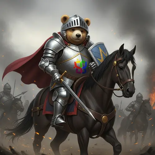 Knight-Bear in Armor Riding Dark Horse - Symbol of Positivity