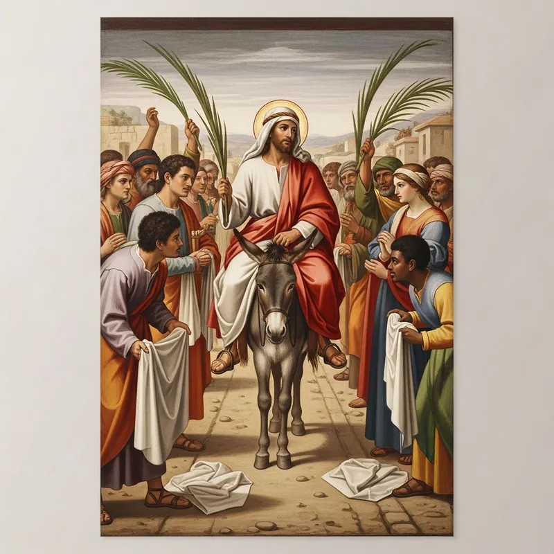 Palm Sunday Jesus Arrival: A Multicultural Welcome Scene