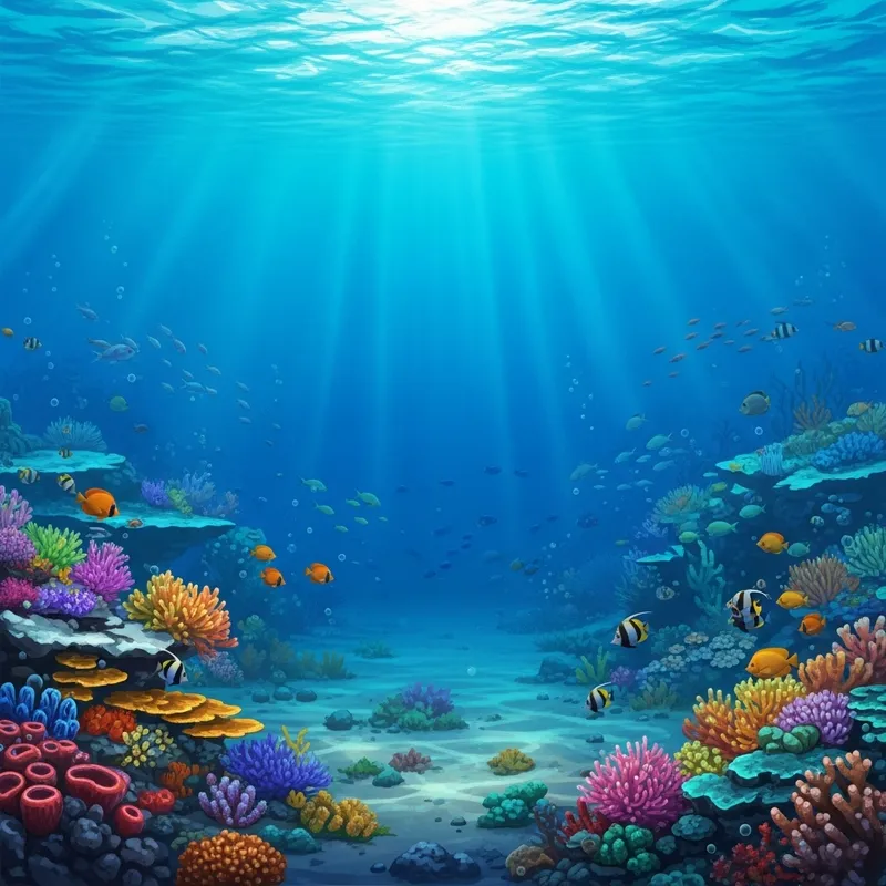 Vibrant Blue Underwater Ocean Background for 2D Games