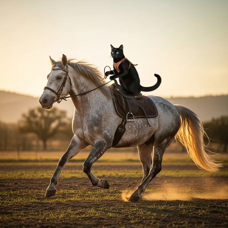 Black Cat Riding a Horse: A Unique Pairing