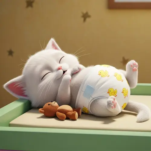 Adorable Newborn Kitten in Diapers | Changing Table Scene