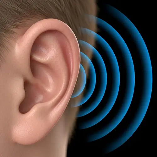 Hyper-Realistic Human Ear with Blue Sound Waves | Hear and Feel