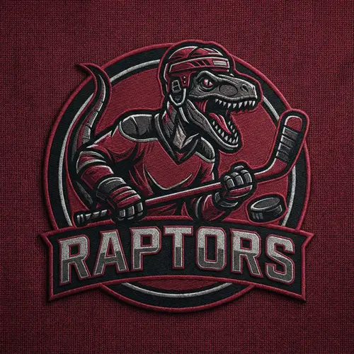 Realistic Raptors Hockey Logo Design
