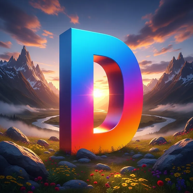 Big D Randy - Dynamic Letter D in Vibrant Landscape