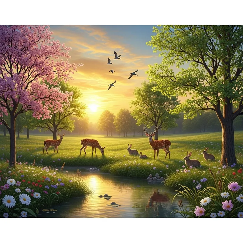 Tranquil Nature Scene with River & Wildlife