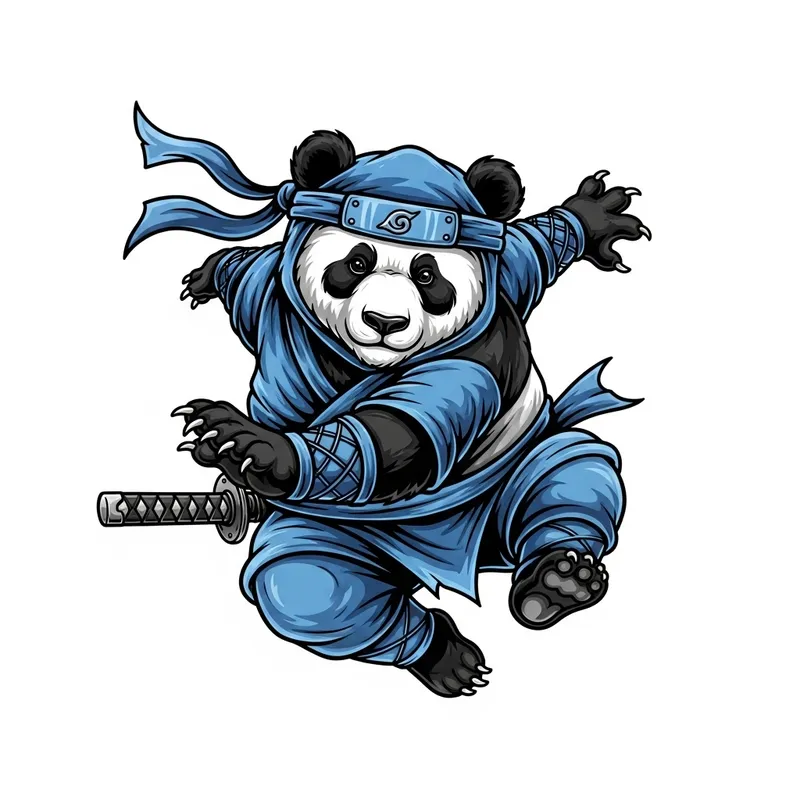 Detailed Ninja Panda Vector Illustration for Your Creative Needs Detailed Ninja Panda Vector Illustration for Your Creative Needs