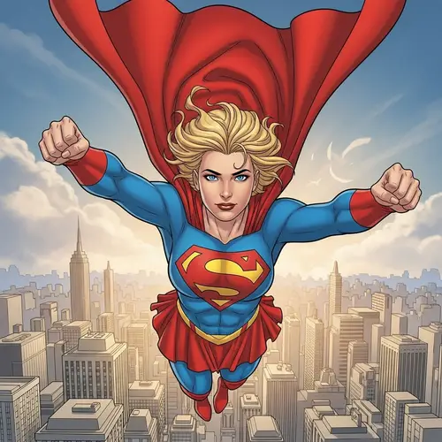 Female Superhero Artwork | Modern Comic Style Heroine Flying