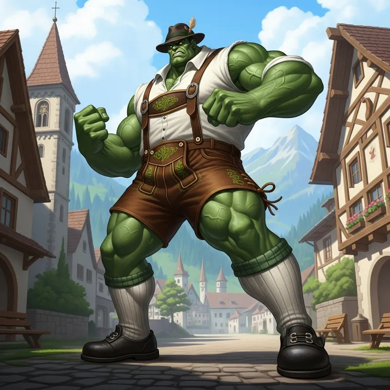 German Hulk in Lederhosen German Hulk in Lederhosen