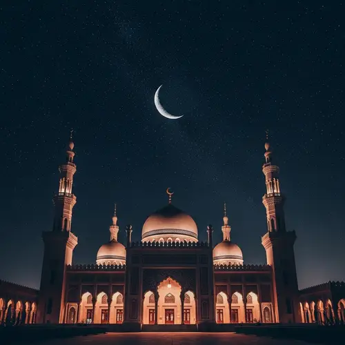 Stunning Mosque Decorated Under Starry Sky