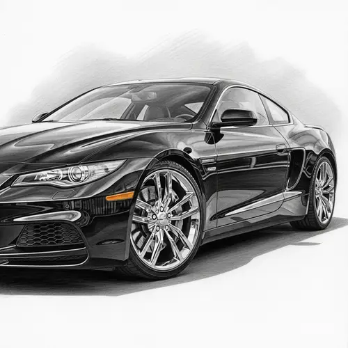 Detailed Pencil Sketch of Sleek Black Car