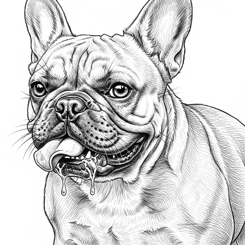 Fierce French Bulldog Pencil Sketch - Art Collection