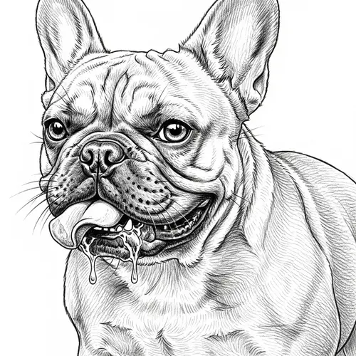 Fierce French Bulldog Pencil Sketch - Art Collection