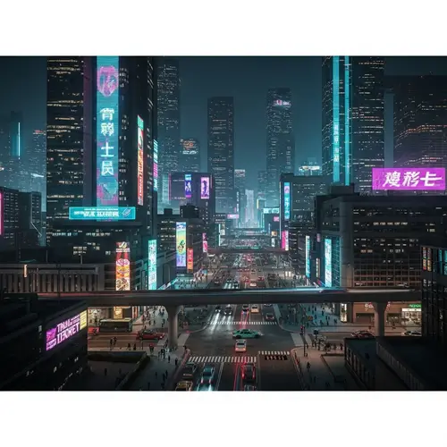 Vibrant Cyberpunk Cityscape: Futuristic Skyscrapers & Dynamic Streets