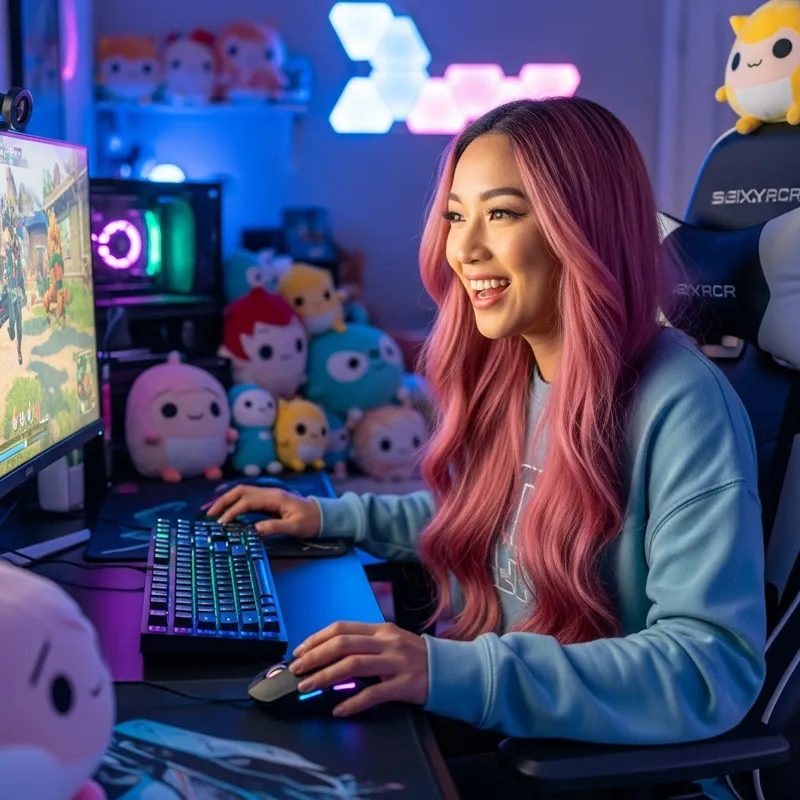 Starsmitten: Asian Female Streamer with Pink Hair