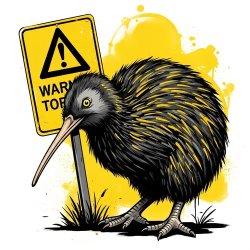 Radiant Kiwi Bird Digital Painting | Street Mural Art Design